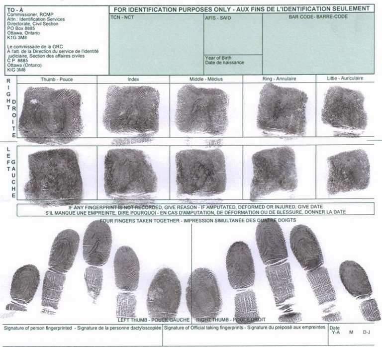 Rcmp Example International Fingerprinting for Canada | RCMP Accredited Agency